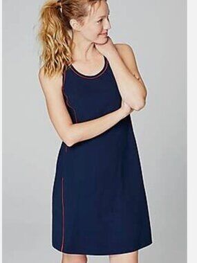 J.Jill Fit Tennis Dress w/Pockets  Navy Red Piping Knit Racerback XL Tall